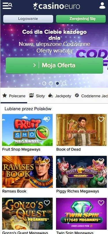 Wersja mobilna CasinoEuro