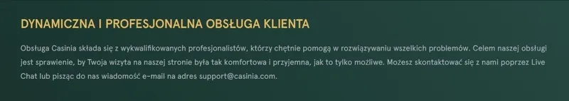 Kontakt wsparcie kasyno Casinia