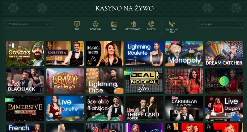 Gry z krupierem na żywo ruletka, poker, blackjack kasyno Casinia