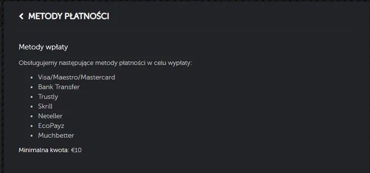 Dostępne metody płatności w kasynie BetSafe