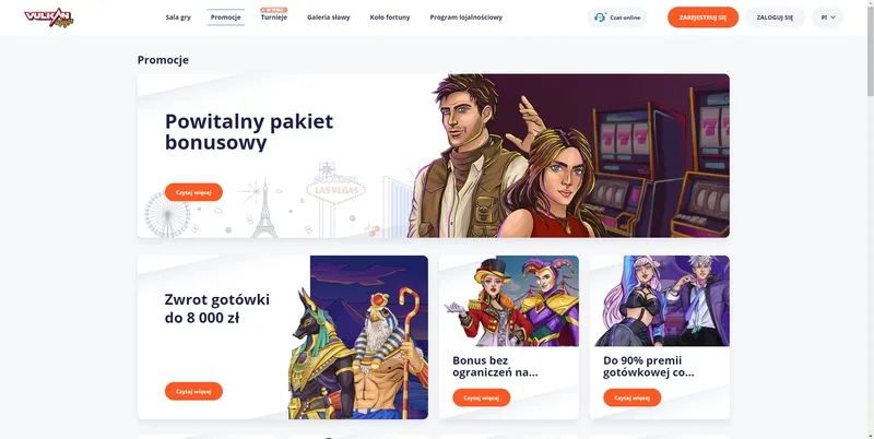 Wszystkie bonusy kasynowe i promocje w Vulkan Vegas