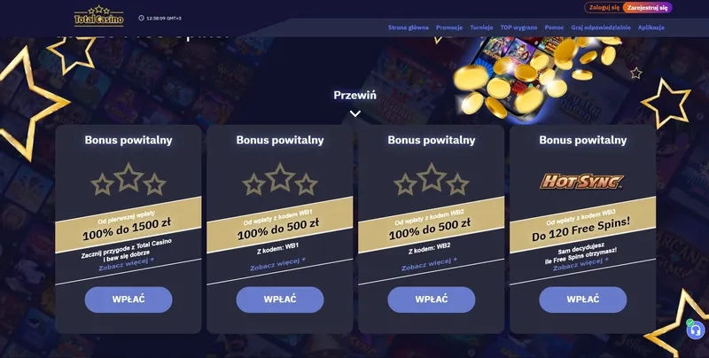 100% Bonus od pierwszej wpłaty w Total Casino