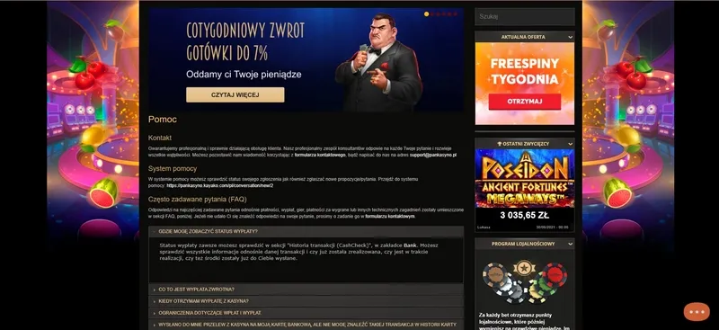 Kontakty z działem pomocy technicznej w Pan Casino