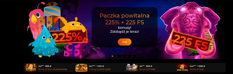 225% Bonus od depozytu + 225 spinów w Fortune Clock Casino