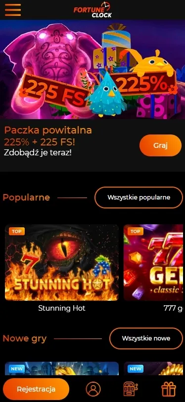 Fortune Clock Casino wersja mobilna