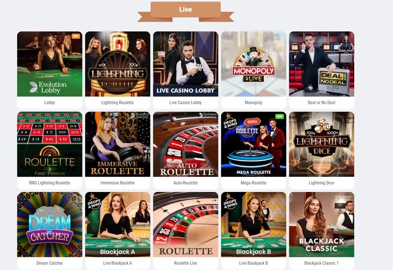 Gry z krupierem na żywo blackjack, ruletka w Cookie Casino