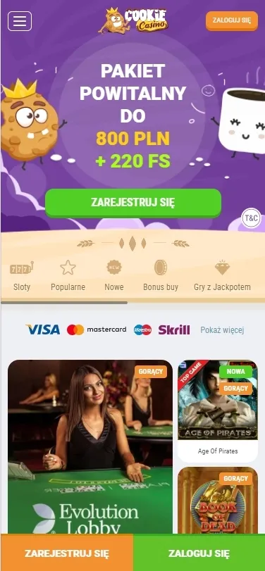 Mobilna wersja kasyna Cookie